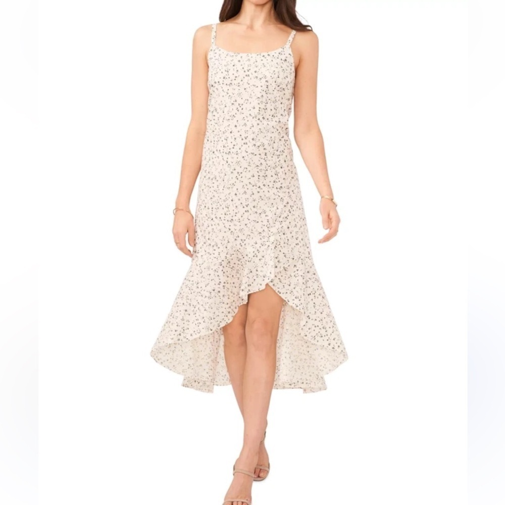 Vince Camuto Metallic Dot Ruffled High‎ Low Maxi Dress Women's Size XL